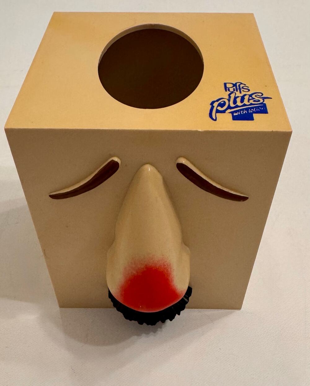 Vintage 1987 Puffs Plus Entex Promotional Plastic Red Nose Tissue Box Cover